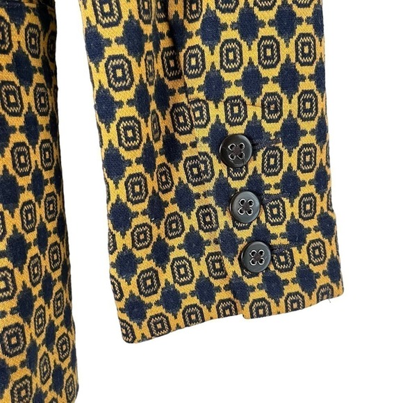 Cabi Kensington Proper Standout Blazer Jacket in Yellow Navy Medallion Motif, XS - Picture 15 of 16